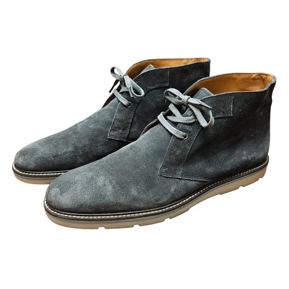 Vince Chukka Boots Mens 12 Grey Suede Made in Italy Lug Sole Desert Quiet Luxury